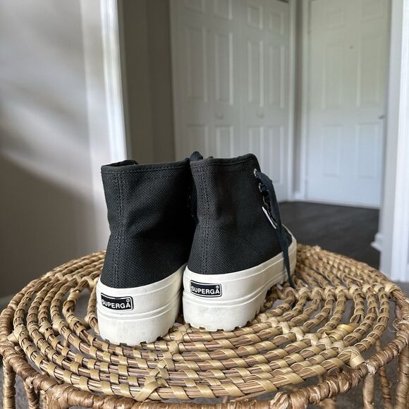 Superga Alpina Womens US 6.5 EU 37 Lug Sole Canvas High Top Sneaker Boot Green - Picture 9 of 12